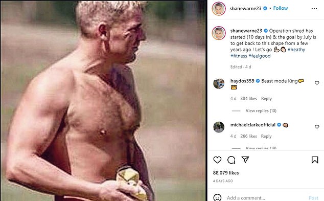 Shane Warne was getting shredded to transform his body just days before his sudden death