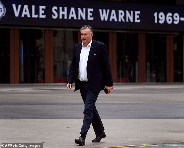 Shane Warne death: Eddie McGuire looks heartbroken as he pays tribute at the MCG