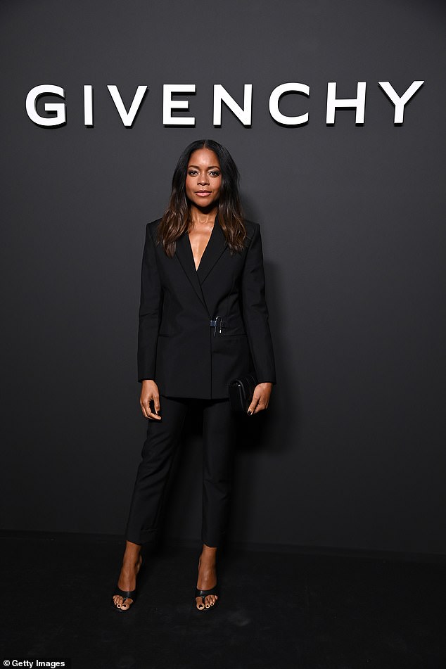 Naomie Harris looks chic in all-black trouser suit at Givenchy Paris Fashion Week show