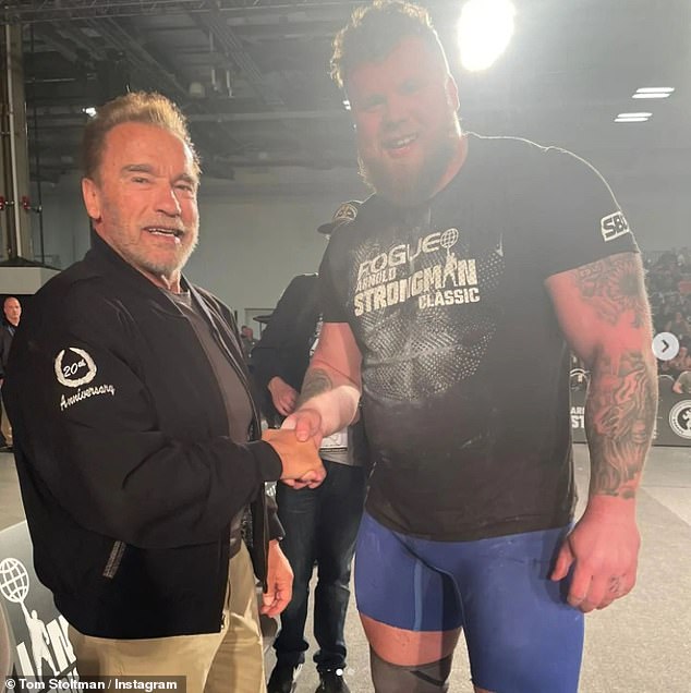 Arnold Schwarzenegger overshadowed by World’s Strongest Man Tom Stoltman and his giant brother Luke