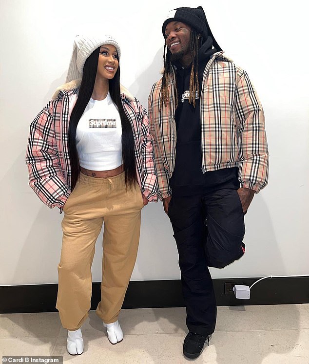 Cardi B and husband Offset step out in style wearing matching Burberry plaid coats for ‘date night’