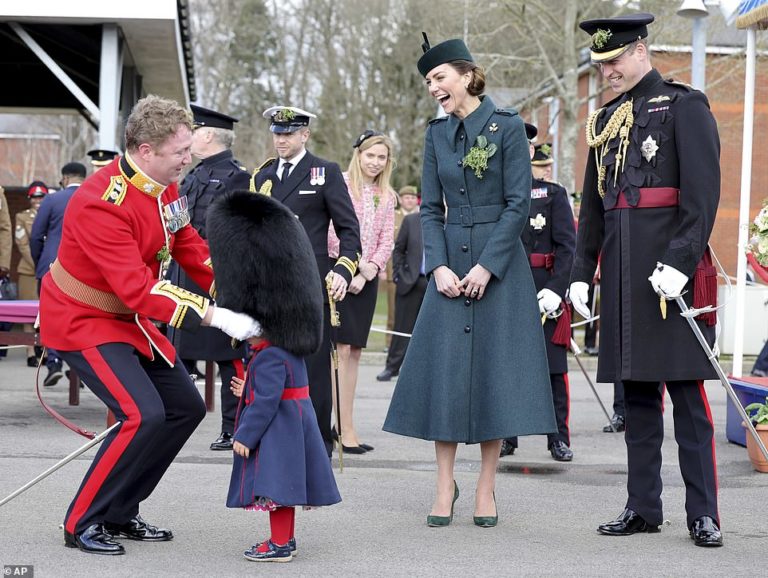 Kate Middleton joins Prince William for the  Battalion Irish Guards parade 