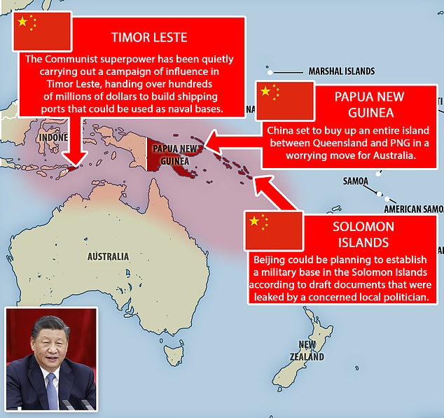 China is creeping closer to Australia by stealth; PNG; Solomon Islands; Timor Leste