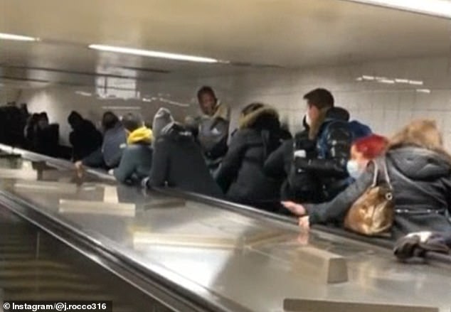 Wild brawl breaks out on escalator at Manhattan’s Grand Central station, sending commuters fleeing