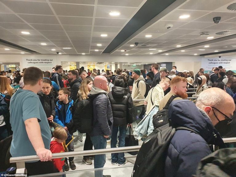 Third day of Easter getaway mayhem: Staff sickness due to Covid creates huge queues at Manchester