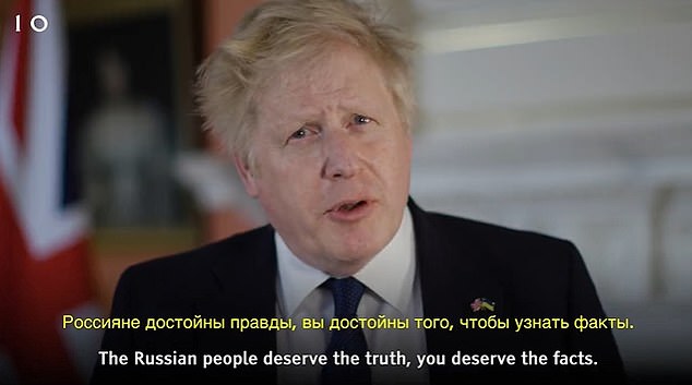 Boris Johnson pleads with Russians in their own language to seek out the trust of Putin’s war crimes