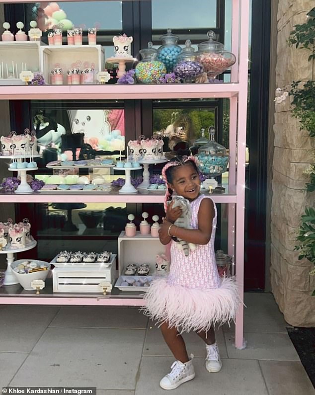 Khloe Kardashian’s daughter True Thompson celebrates her upcoming fourth birthday during a party