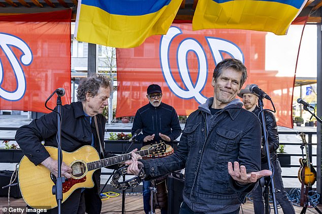 Kevin Bacon and his brother Michael of The Bacon Brother play a benefit concert for Ukraine