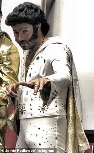 Jamie Redknapp looks unrecognisable as he dresses up as Elvis Presley for special live performance