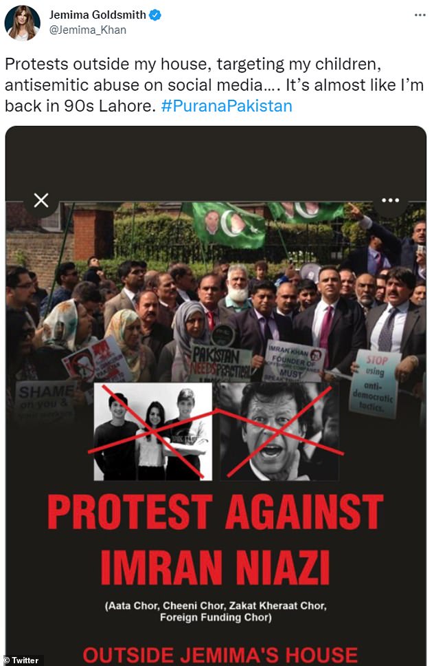Jemima Goldsmith slams mob who rallied outside her elderly mother’s home to protest Imran Khan