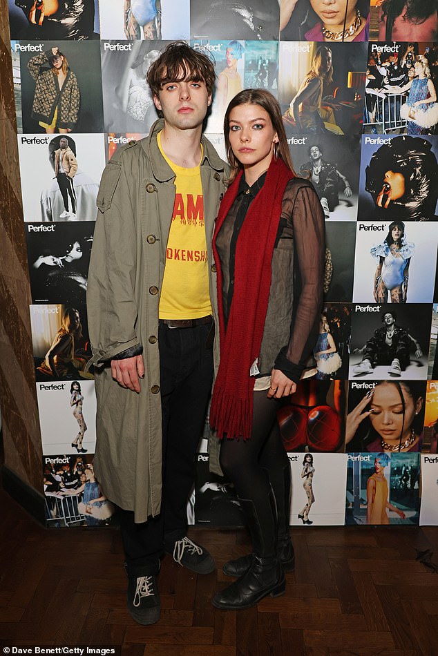 Lennon Gallagher poses alongside model Isobel Richmond at The Ben Cobb Show screening