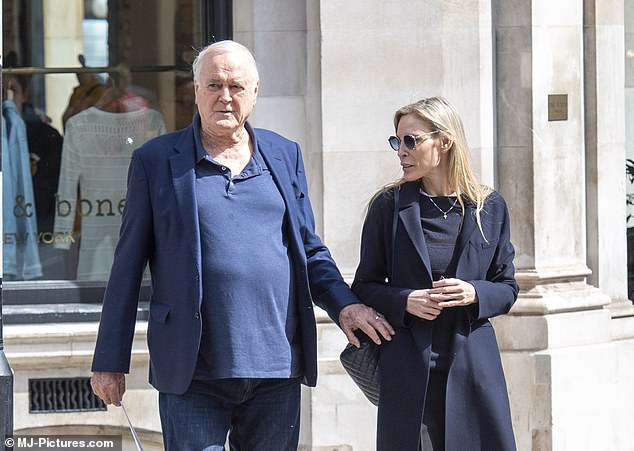 John Cleese, 82, ditches his signature moustache as he steps out with wife Jennifer Wade, 49
