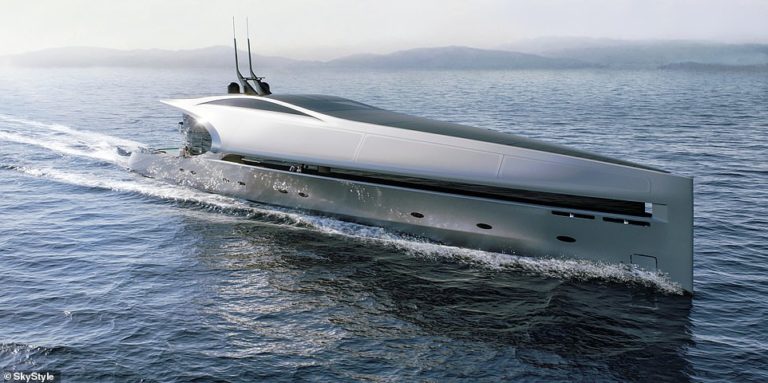 Pictured: The stunning £70million superyacht shaped like a giant knife