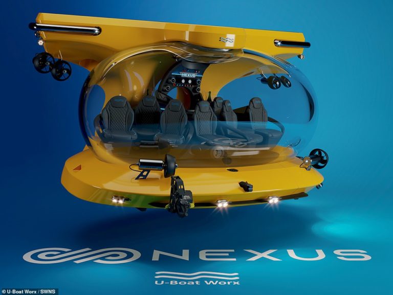 Luxury submarine with revolving seats can carry nine passengers up to 656ft underwater