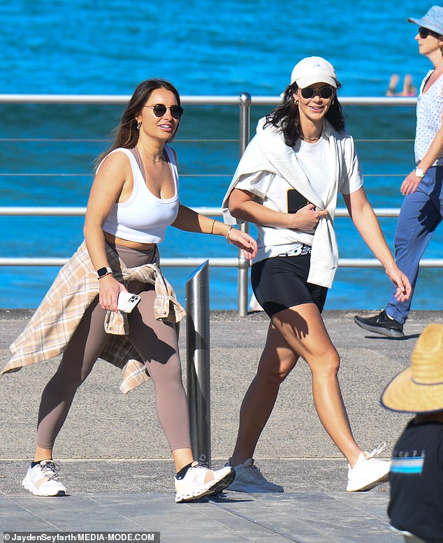 The Bachelor’s Brittany Hockley enjoys a walk with friend Keeshia Pettit at Sydney’s Bondi Beach