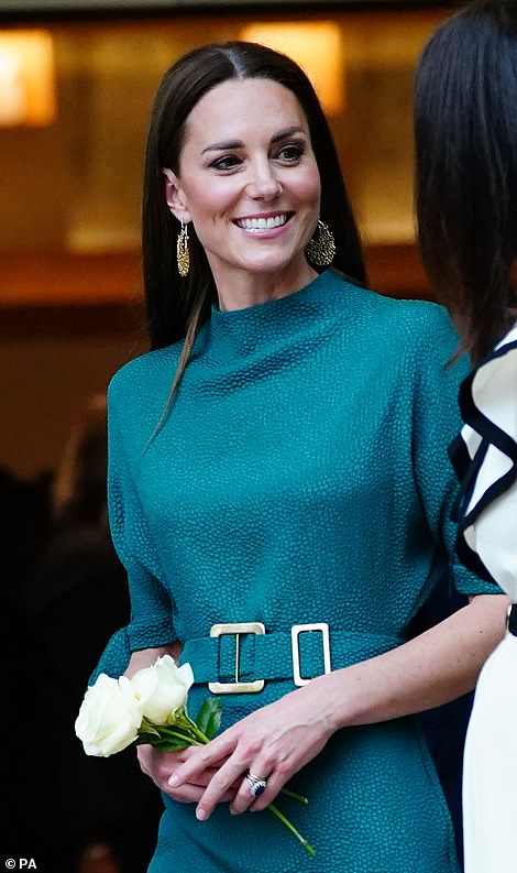 Kate Middleton dons £785 green dress from up-and-coming London designer Edeline Lee in London