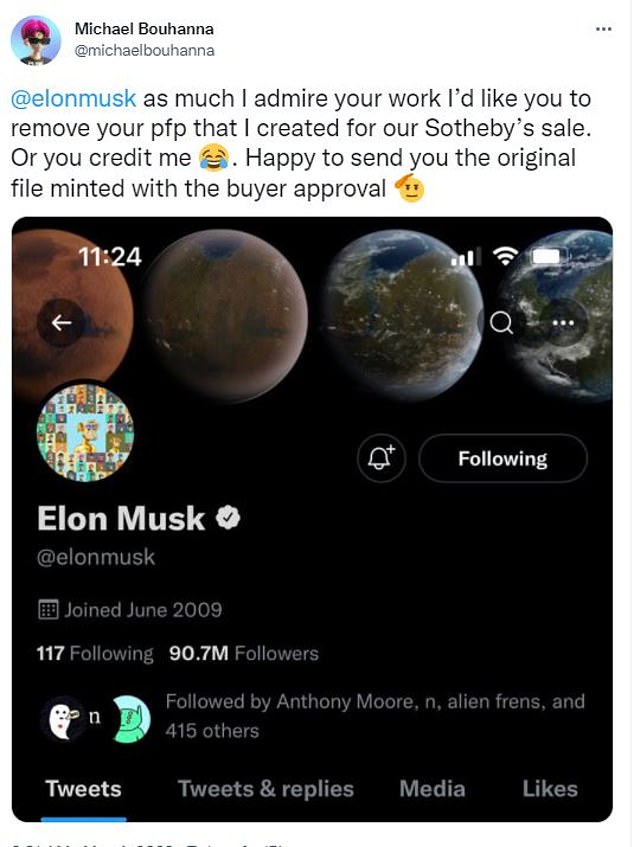 Elon Musk changes Twitter profile picture in perceived ‘troll’ to NFT community as sales plummet 92%