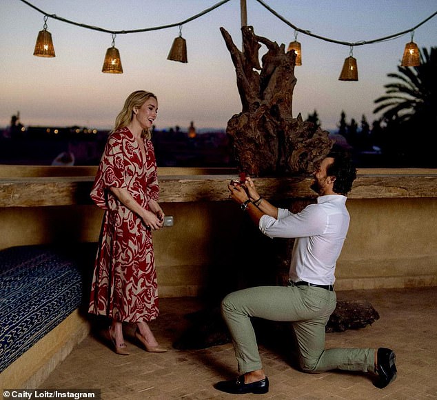 Caity Lotz and Kyle Schmid get engaged after a romantic rooftop proposal in Morocco