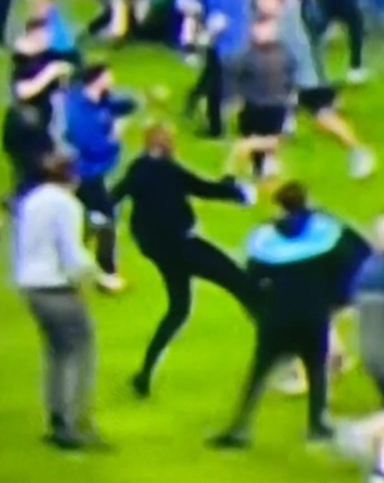 Patrick Vieira ATTACKS rival fan during pitch invasion in another night of football violence