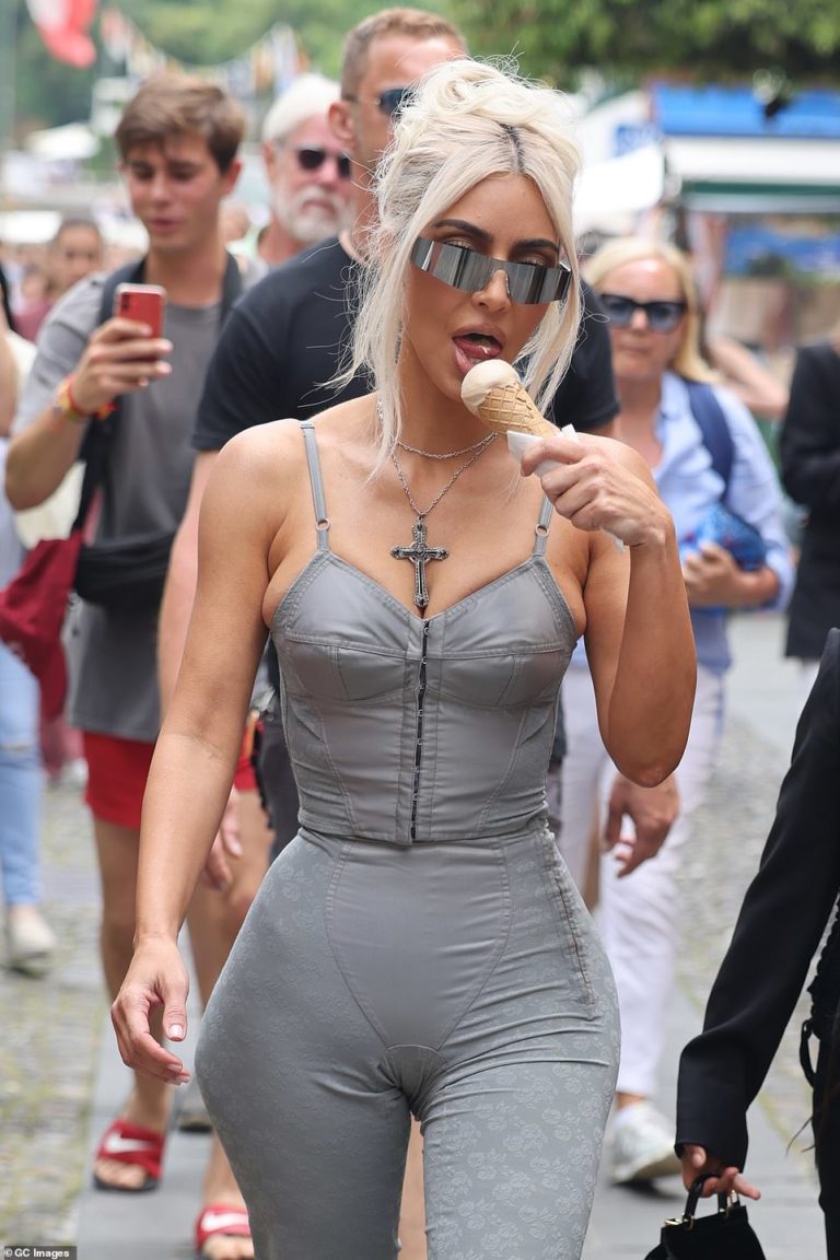 Kim Kardashian enjoys an ice cream with North and Penelope ahead of Kourtney’s wedding