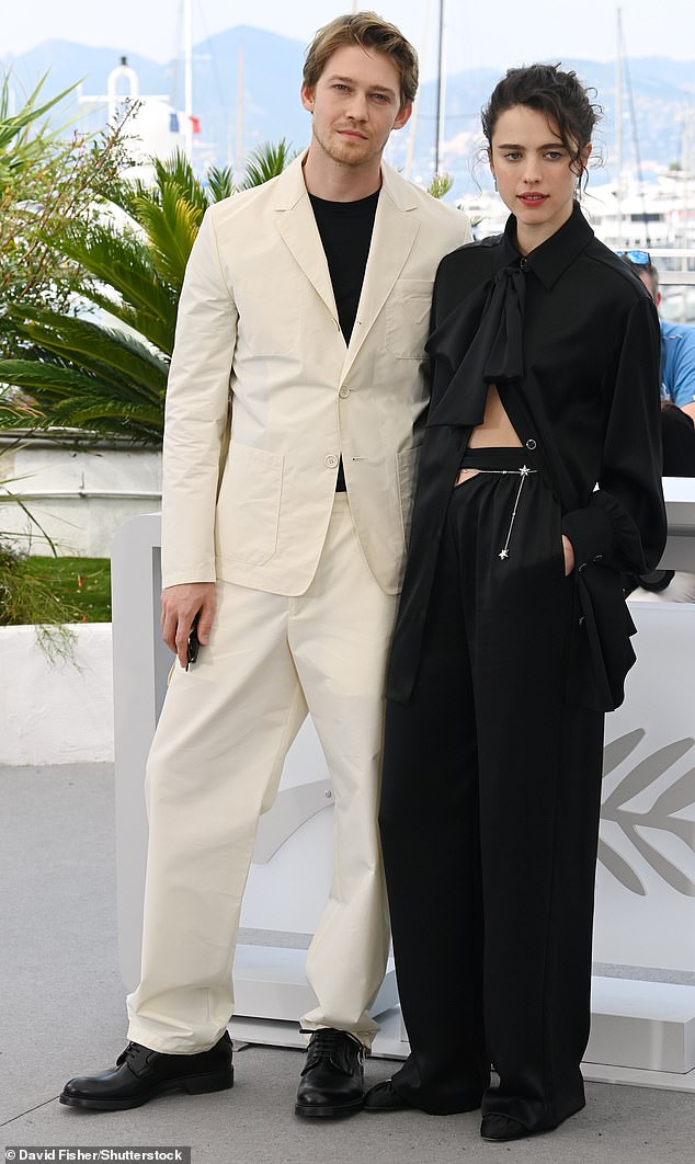Margaret Qualley looked effortlessly chic in a silk black co-ord