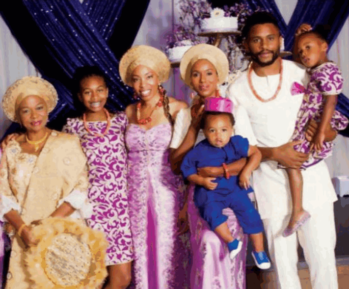 Photo of Caleb Kelechi Asomugha along with his father, mother, sister, and other relatives. Image Source: Ninja Super Fans
