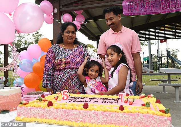 Nadesalingam family celebrate Tharnicaa’s fifth birthday in Biloela