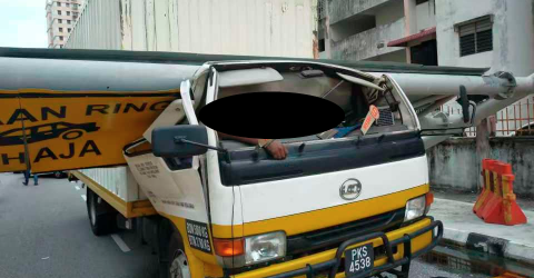 Driver killed as signboard falls on lorry after crash