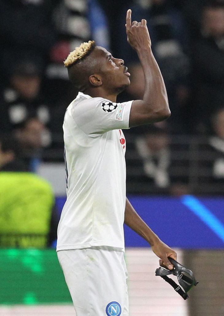 Man on fire!! Osimhen scores 20th goal of the season in Napoli’s UCL victory at Frankfurt